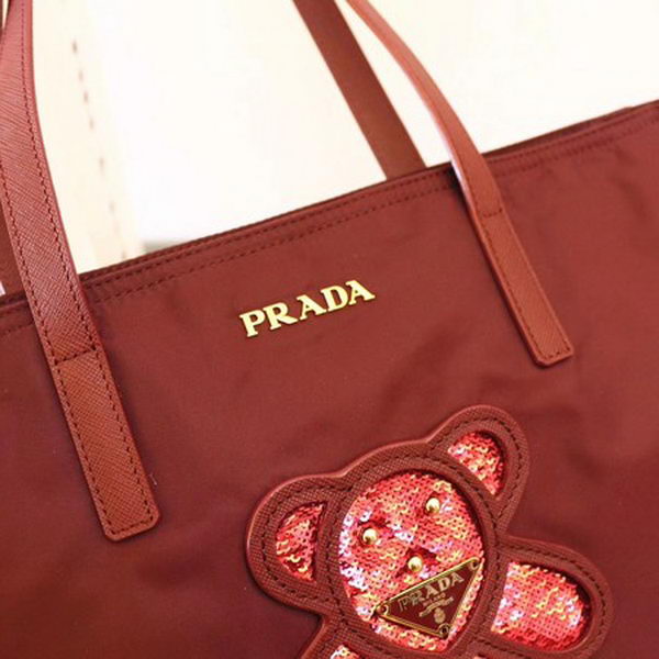 Prada Nylon Tote Bag 1BG052 Wine