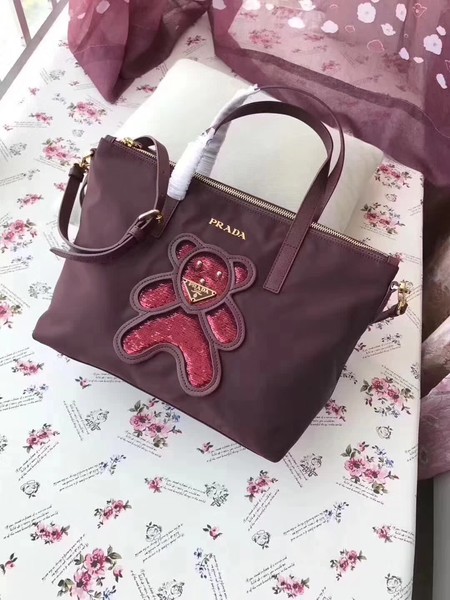 Prada Nylon Tote Bag 1BG061 Wine