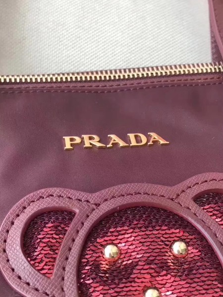 Prada Nylon Tote Bag 1BG061 Wine