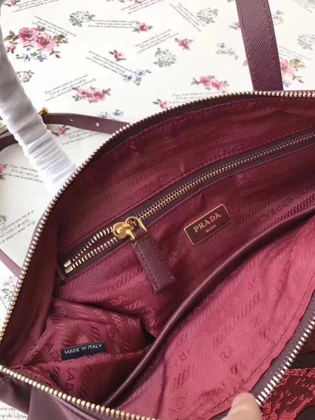 Prada Nylon Tote Bag 1BG061 Wine