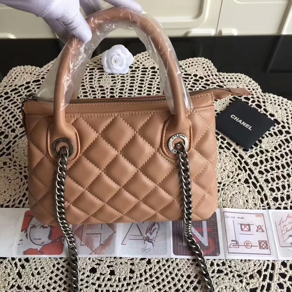 Chanel Sheepskin Leather Tote Bag 8230 Camel