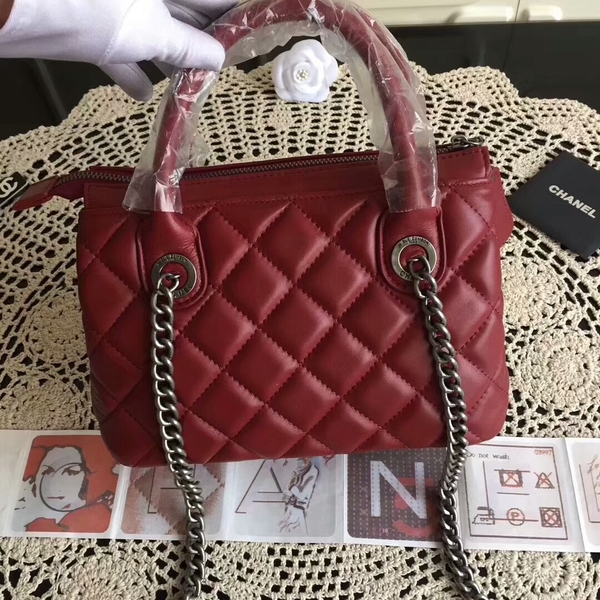 Chanel Sheepskin Leather Tote Bag 8230 Marroon