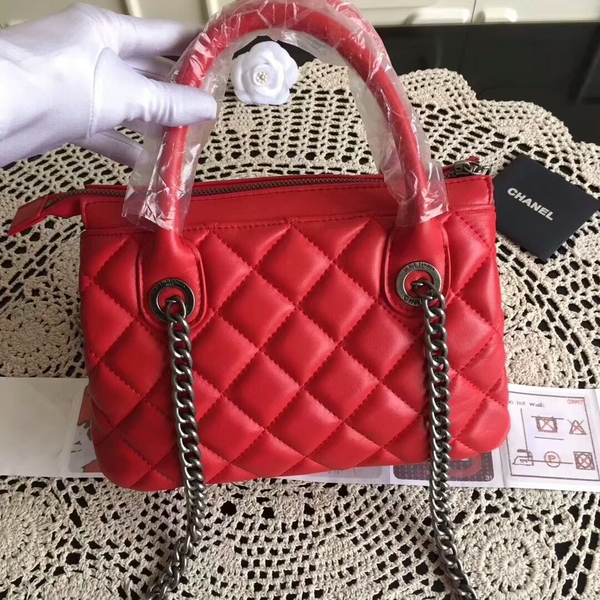 Chanel Sheepskin Leather Tote Bag 8230 Red