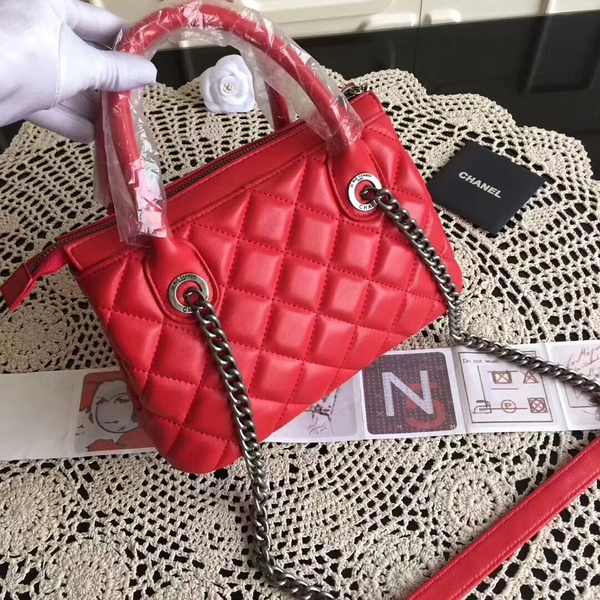 Chanel Sheepskin Leather Tote Bag 8230 Red