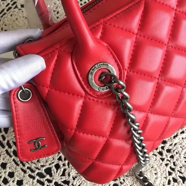 Chanel Sheepskin Leather Tote Bag 8230 Red