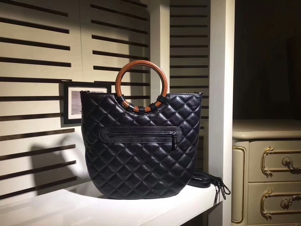 Chanel Calfskin Leather Tote Bag 8009 Black&White