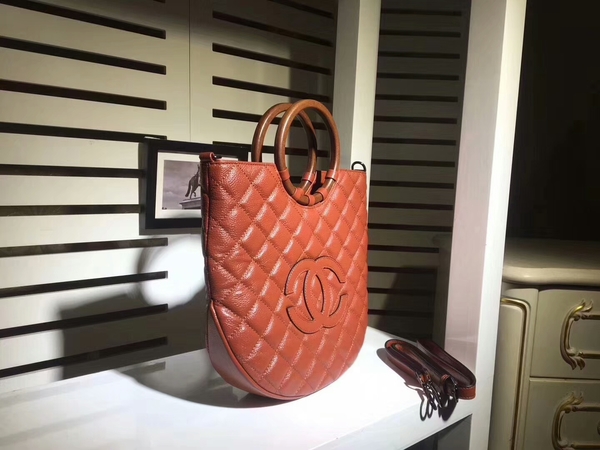 Chanel Calfskin Leather Tote Bag 8009 Orange