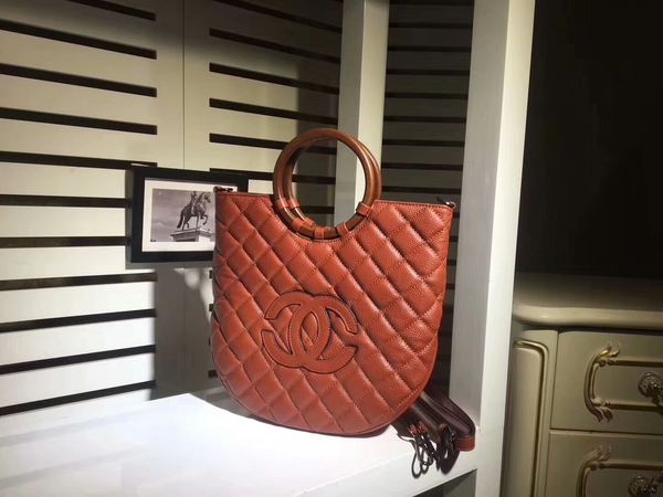 Chanel Calfskin Leather Tote Bag 8009 Orange