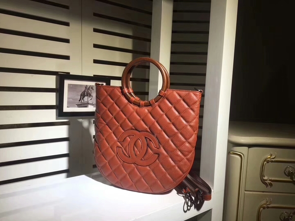 Chanel Calfskin Leather Tote Bag 8009 Orange