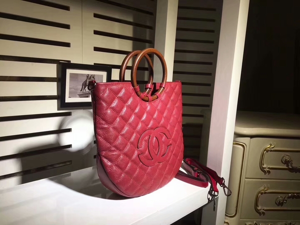 Chanel Calfskin Leather Tote Bag 8009 Red