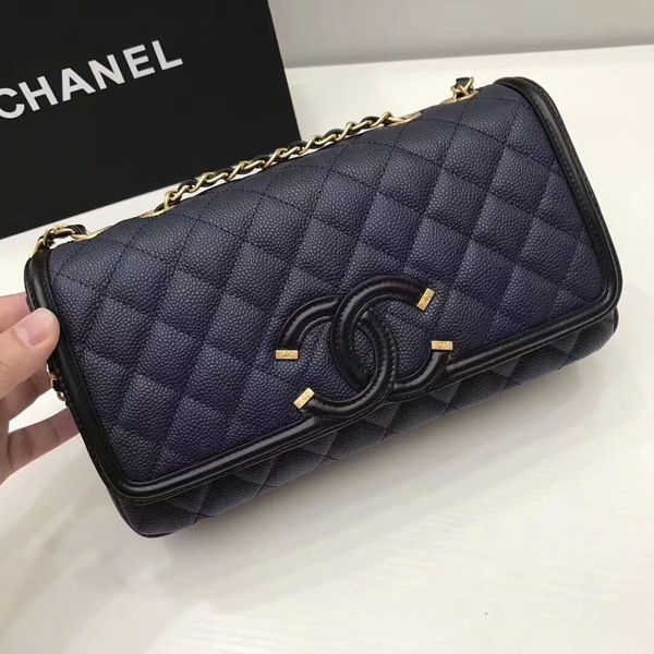 Chanel Original Cannage Pattern Shoulder Bag 66870 Blue