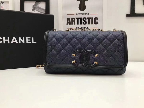 Chanel Original Cannage Pattern Shoulder Bag 66870 Blue