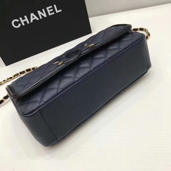 Chanel Original Cannage Pattern Shoulder Bag 66870 Blue