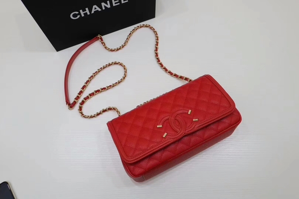 Chanel Original Cannage Pattern Shoulder Bag 66870 Red