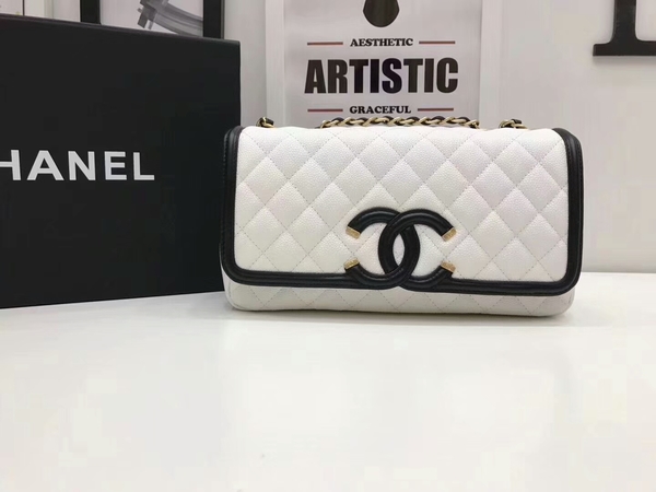Chanel Original Cannage Pattern Shoulder Bag 66870 White