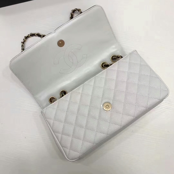 Chanel Original Cannage Pattern Shoulder Bag 66870 White