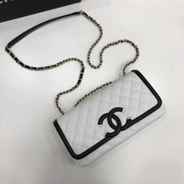 Chanel Original Cannage Pattern Shoulder Bag 66870 White