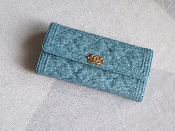 Chanel Boy Matelasse Long Wallet Calfskin Leather CHA5264 Blue