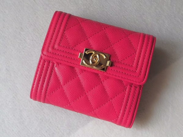 Chanel Tri-Fold Wallet Calfskin Leather A48980 Peach
