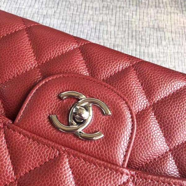 Chanel Flap Shoulder Bags Marroon Original Calfskin Leather CF1113 Silver