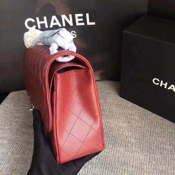 Chanel Flap Shoulder Bags Marroon Original Calfskin Leather CF1113 Silver