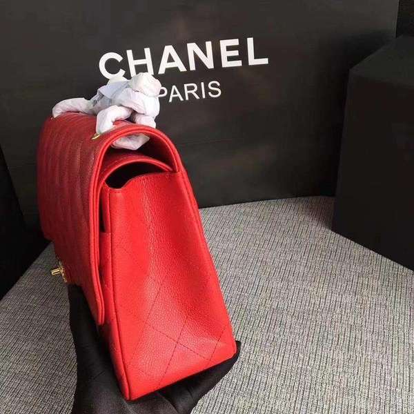 Chanel Flap Shoulder Bags Red Original Calfskin Leather CF1113 Gold