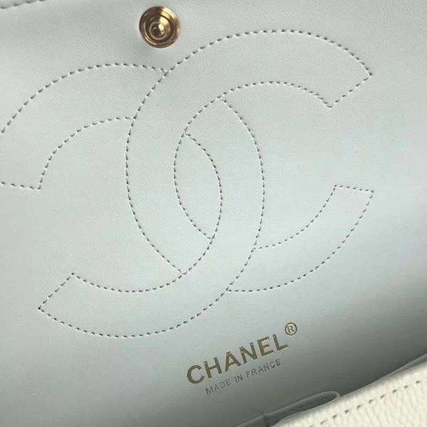 Chanel Flap Shoulder Bags White Original Calfskin Leather CF1113 Gold