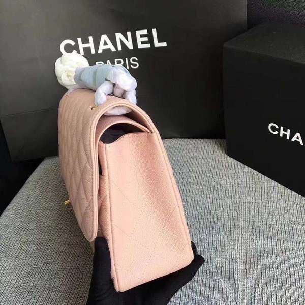Chanel Flap Shoulder Bags Pink Original Calfskin Leather CF1113 Gold