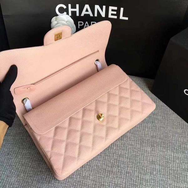 Chanel Flap Shoulder Bags Pink Original Calfskin Leather CF1113 Gold