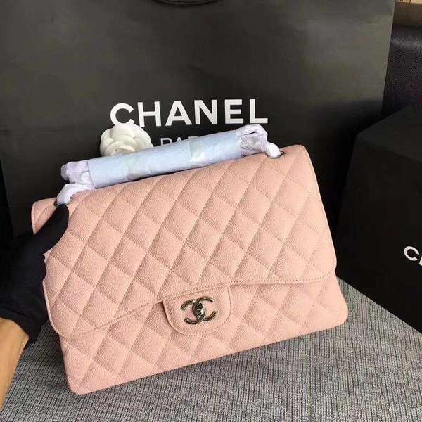 Chanel Flap Shoulder Bags Pink Original Calfskin Leather CF1113 Silver