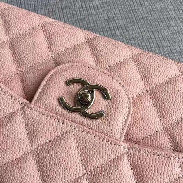 Chanel Flap Shoulder Bags Pink Original Calfskin Leather CF1113 Silver