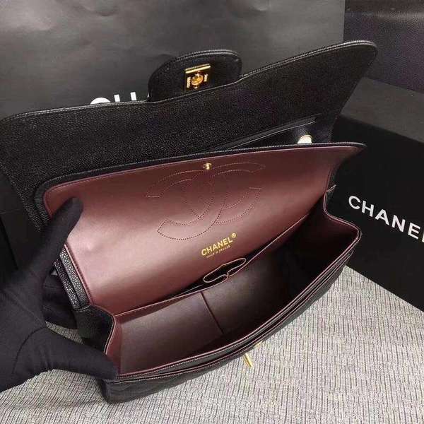 Chanel Flap Shoulder Bags Black Original Calfskin Leather CF1113 Gold