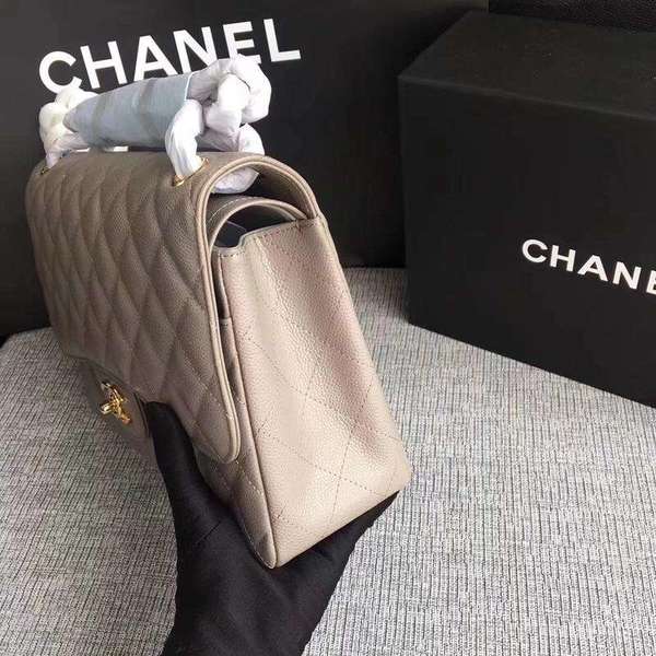 Chanel Flap Shoulder Bags Grey Original Calfskin Leather CF1113 Gold