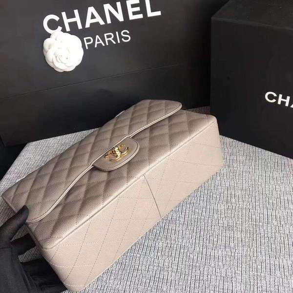 Chanel Flap Shoulder Bags Grey Original Calfskin Leather CF1113 Gold