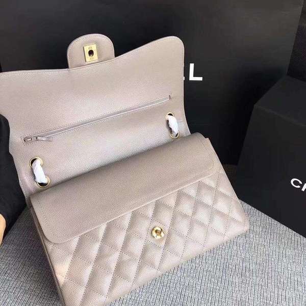 Chanel Flap Shoulder Bags Grey Original Calfskin Leather CF1113 Gold