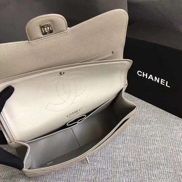 Chanel Flap Shoulder Bags Grey Original Calfskin Leather CF1113 Silver