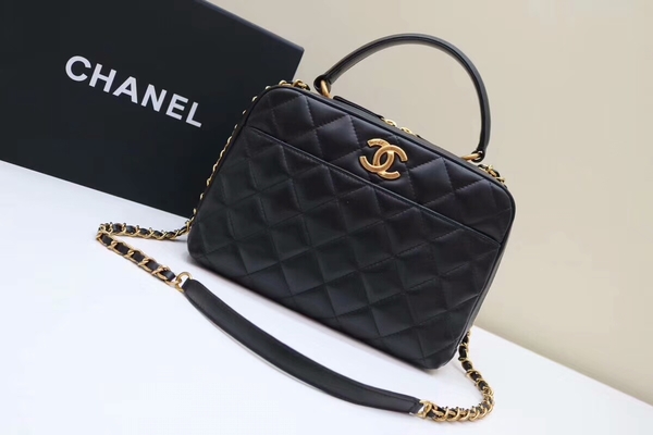 Chanel Tote Bag Black Original Sheepskin Leather A92239 Gold