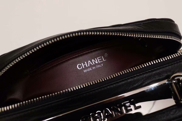 Chanel Tote Bag Black Original Sheepskin Leather A92239 Silver