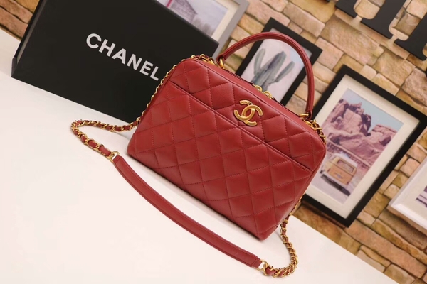 Chanel Tote Bag Red Original Sheepskin Leather A92239 Gold