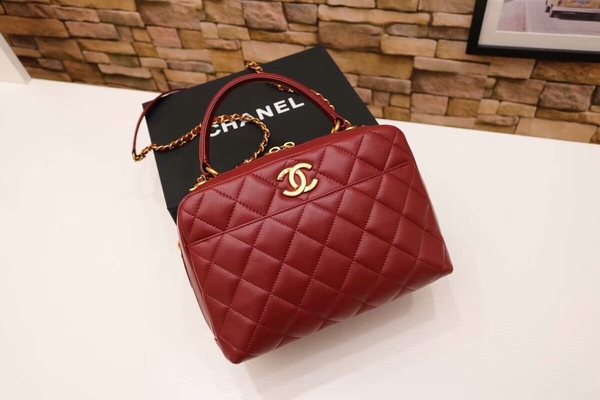 Chanel Tote Bag Red Original Sheepskin Leather A92239 Gold