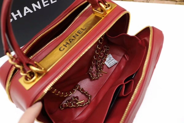 Chanel Tote Bag Red Original Sheepskin Leather A92239 Gold