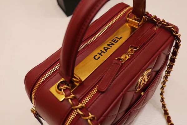 Chanel Tote Bag Red Original Sheepskin Leather A92239 Gold