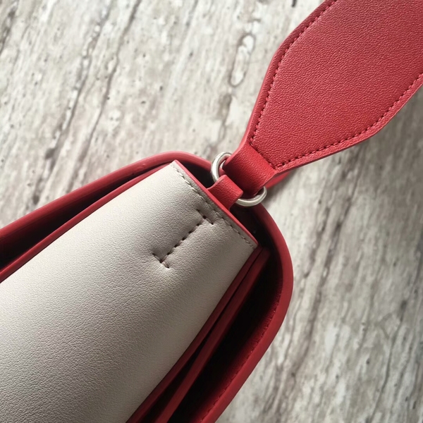 Celine FRAME Calfskin Leather Shoulder Bag 43343 Red&Offwhite