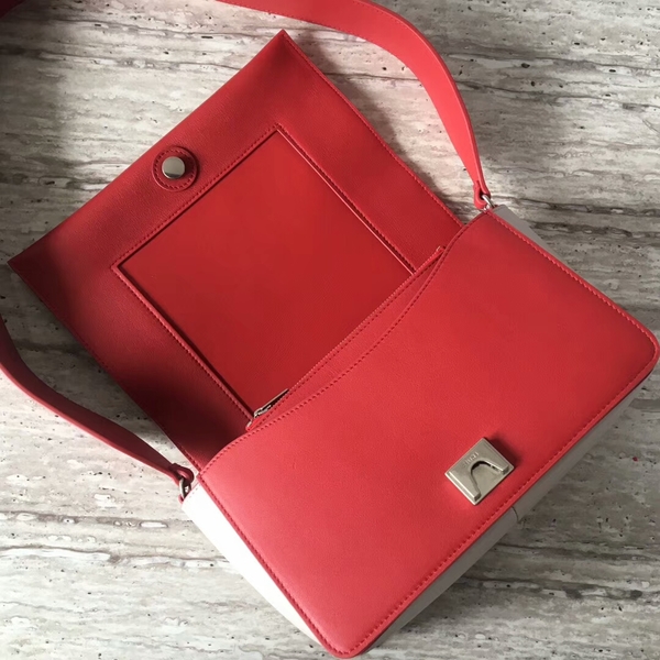 Celine FRAME Calfskin Leather Shoulder Bag 43343 Red&Offwhite