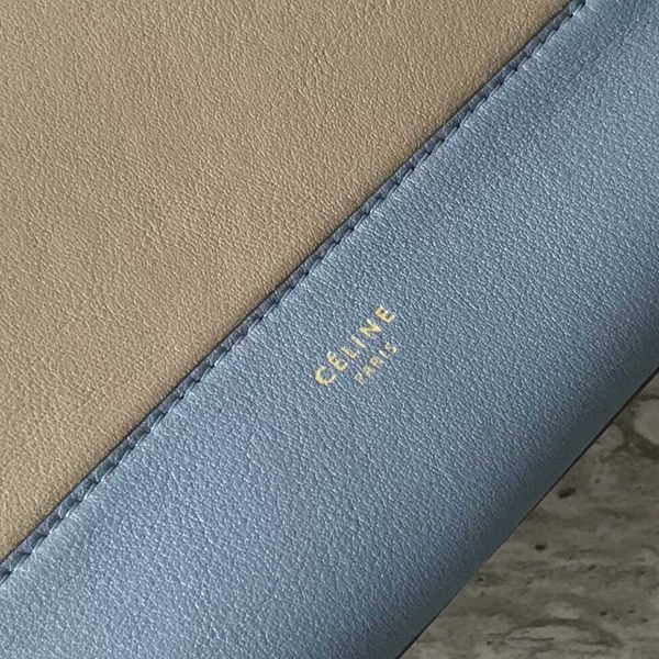 Celine FRAME Calfskin Leather Shoulder Bag 43343 Skyblue&Grey