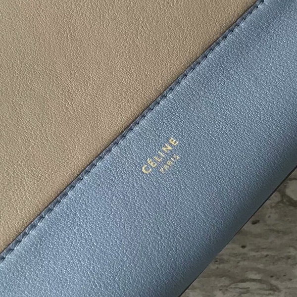 Celine FRAME Calfskin Leather Shoulder Bag 43343 Skyblue&Grey