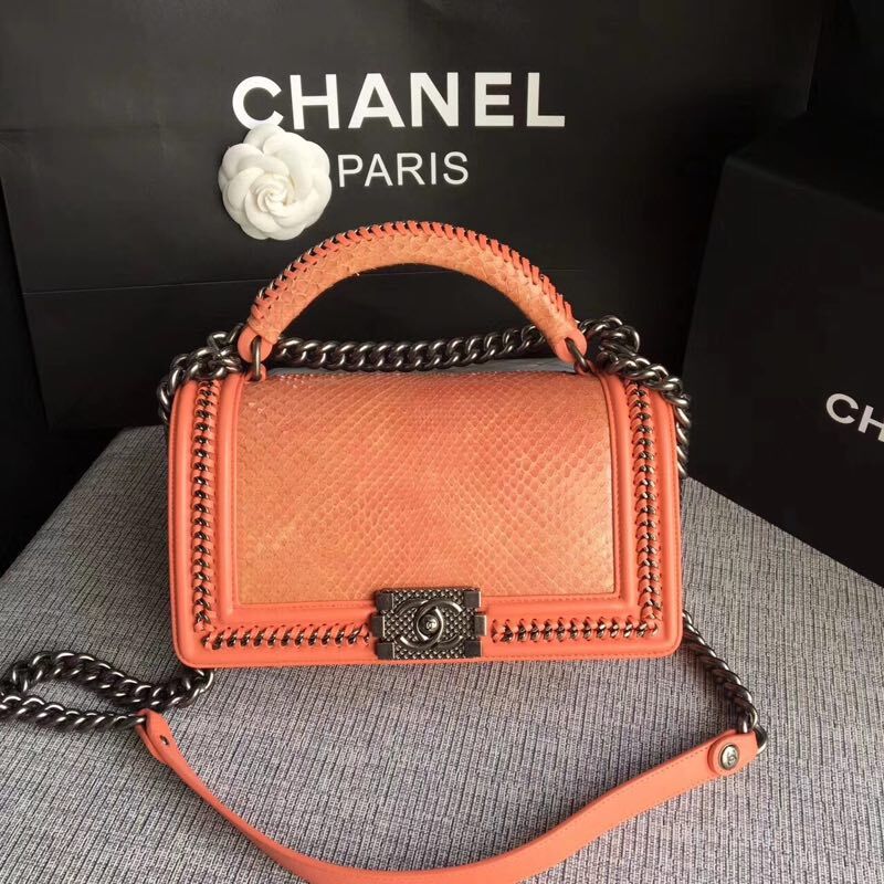 Chanel Le Boy Original Leather Bag 90097 Orange