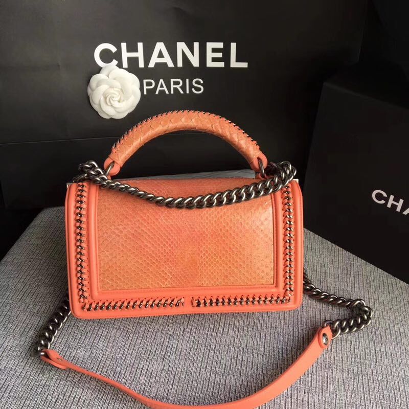 Chanel Le Boy Original Leather Bag 90097 Orange