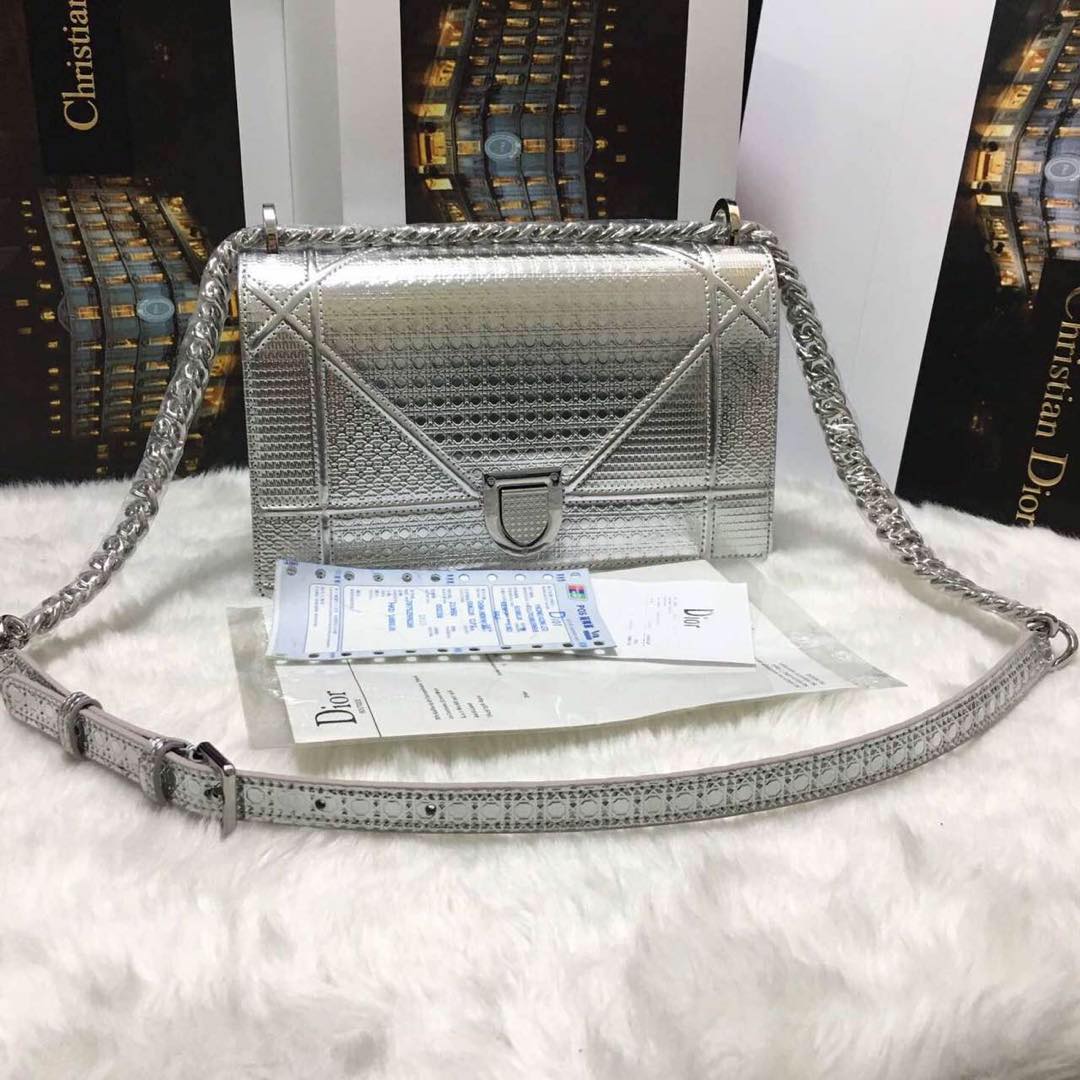 Dior Diorama Bag Original Leather CD13S Silver