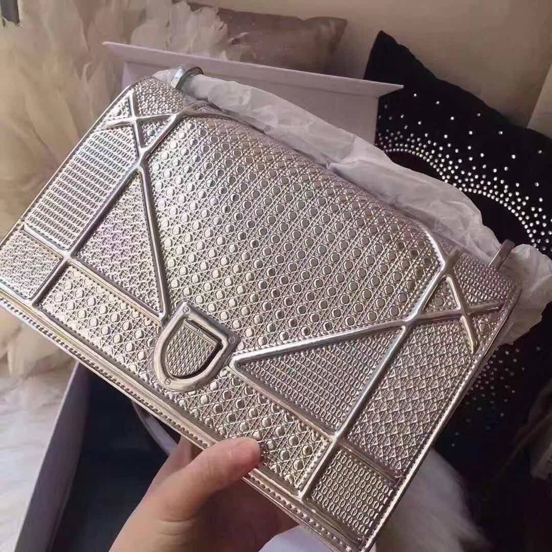 Dior Diorama Bag Original Leather CD13S Silver